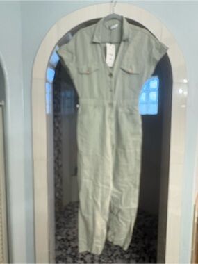 Zara Light Sage Utility Jumpsuit